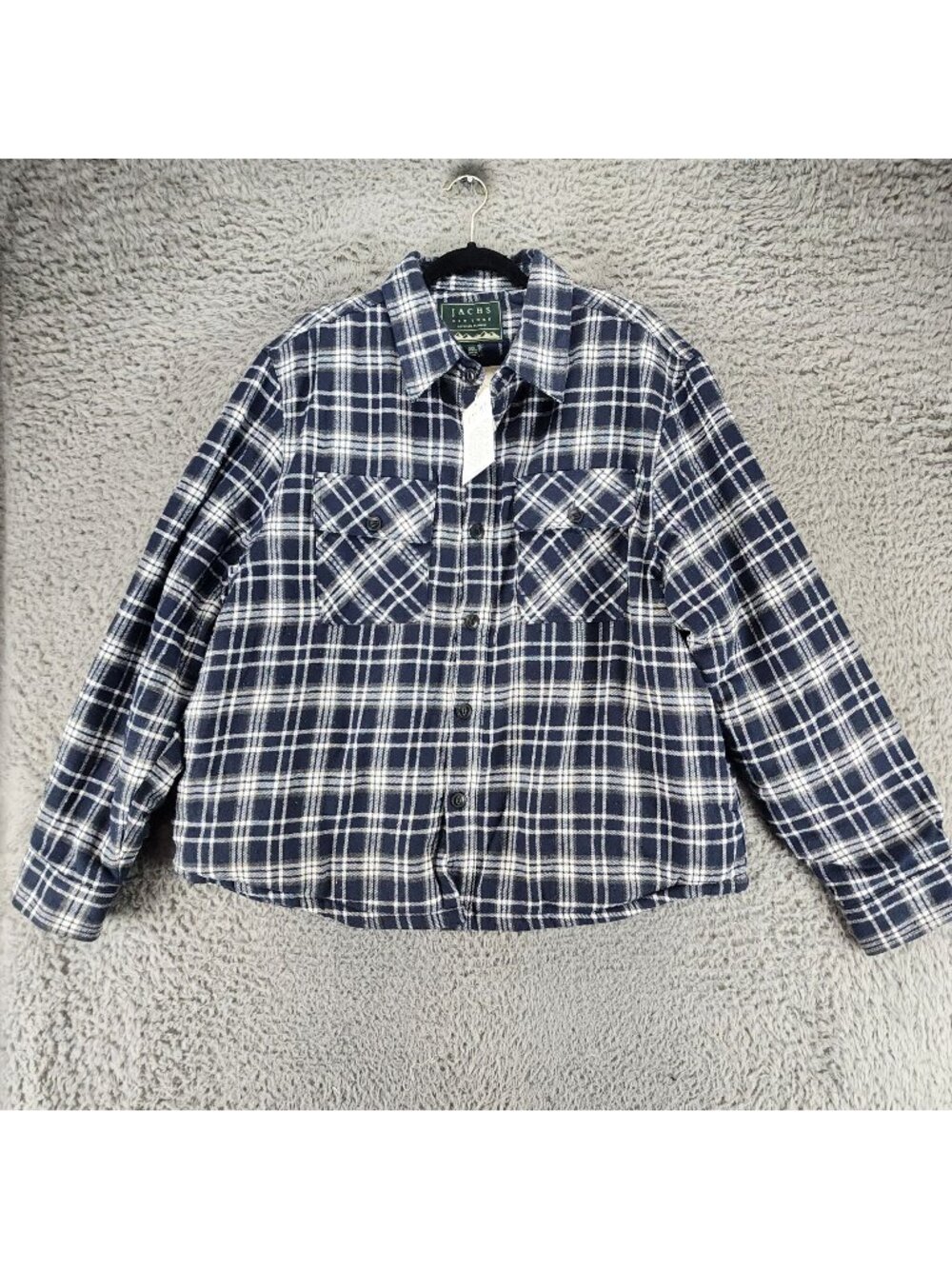 Jachs New York Jacket Mens 2XL Blue Plaid Flannel Button Up Lined Shacket *NWT*